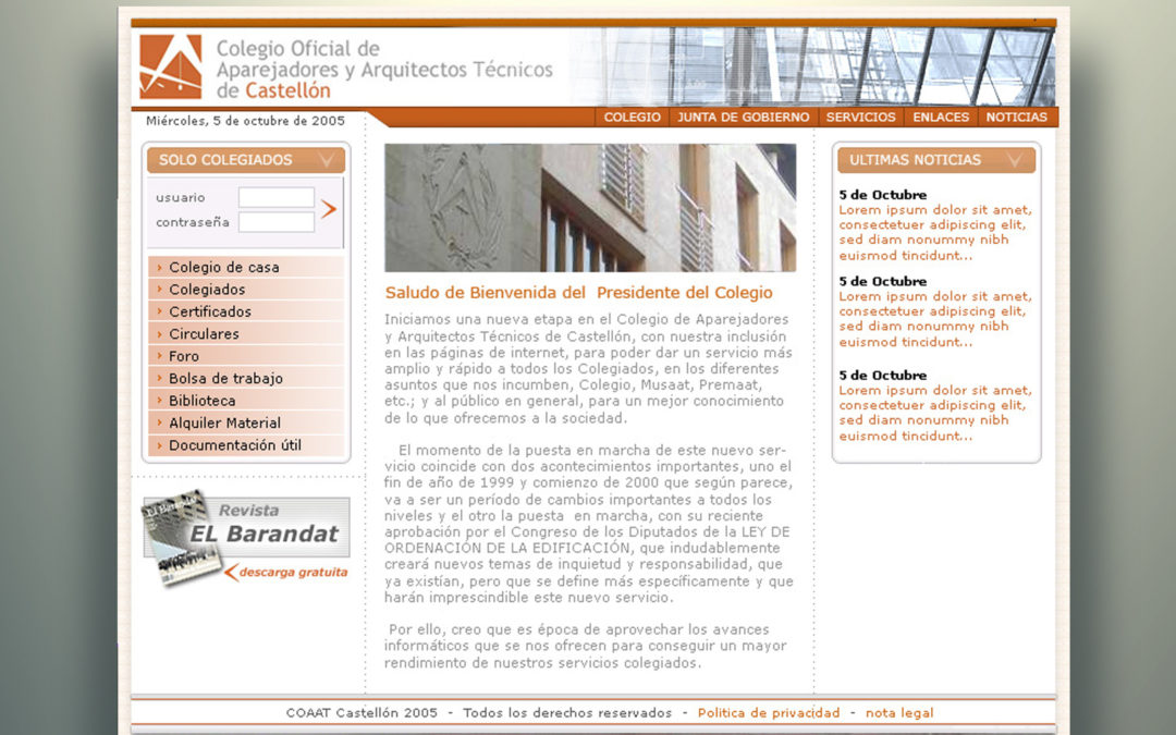 Web colegio Aparejadores